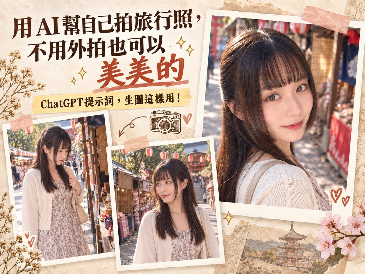 用 AI 幫自己拍旅行照,不用外拍也可以美美的 用 AI 幫自己拍旅行照,不用外拍也可以美美的 - Prompt 提示詞