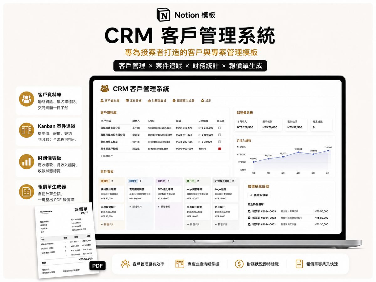 接案者 Notion CRM 客戶管理系統