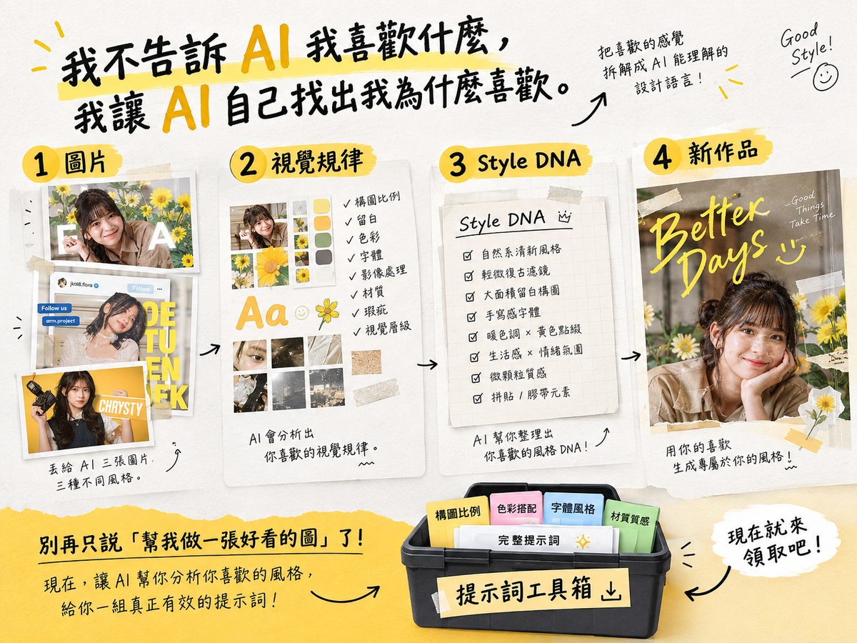 Style DNA 視覺逆向工程提示詞包|拆解喜歡的圖片,讓 AI 自己找出你的品味